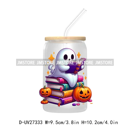 Spooky Ghost Halloween Autumn Pumpkin Season UV DTF Transfer Stickers Decals For Libbey Cold Cups Mugs Tumbler Black Cats Boo