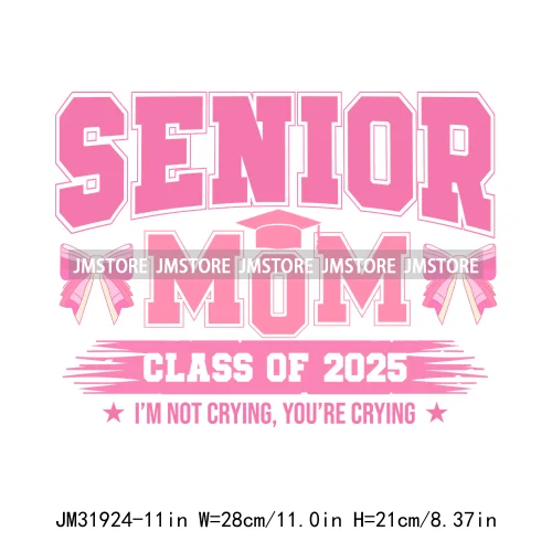 New High School Pink Senior 2025 Grad Squad 2k25 Senior Year Coquette Iron On DTF Transfers Stickers Ready To Press For Hoodies