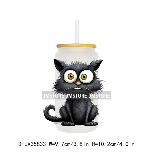 Cute Black Cats Halloween UV Sticker Decals For Libbey Cold Cups Mugs Tumbler Transfer Stickers Waterproof High Quality Prints