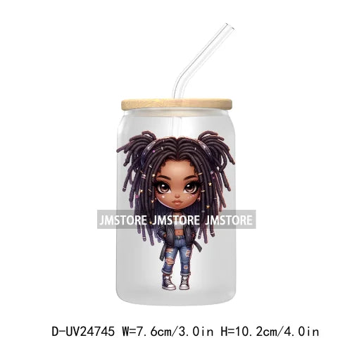 Cute Little Black Boy Girl UV DTF Transfer Stickers Decals For Libbey Cold Cups Mugs Tumbler Waterproof DIY Craft Cool Afro Kids