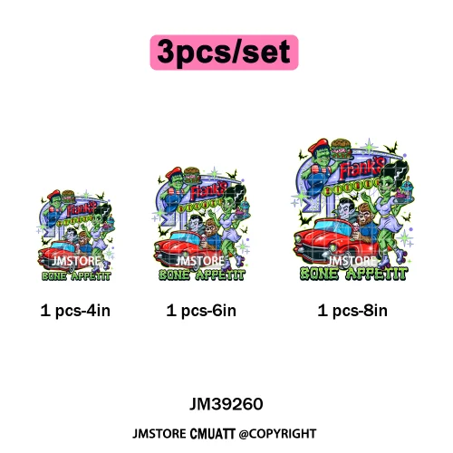 Trendy Margaritas Scary Movie Halloween Monsters Season Iron on DTF Washable Heat Transfers Stickers Ready to Press for Hoodies