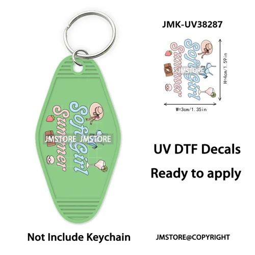 Bookish Journal Coquette Bow Flowers Heart UV DTF Motel Keychain Decal Ready To Ship Transfer Stickers Prints For Hotel Keychain