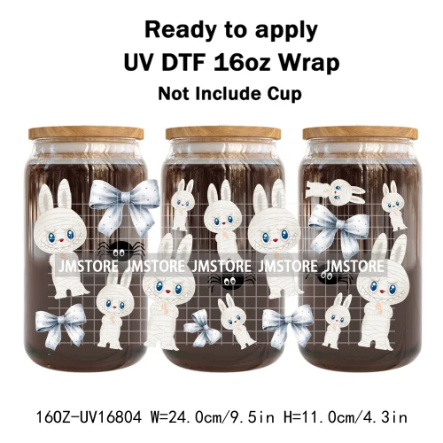 Laboo Killers Horror Halloween Monster Doll UV DTF Wraps Transfer Sticker Waterproof High Quality For 16OZ Libbey Glass Can Mugs