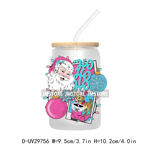 Tis the Season Santa Claus UV DTF Transfer Stickers Decals For Libbey Cold Cups Mugs Tumbler Waterproof Merry Christmas Vibes