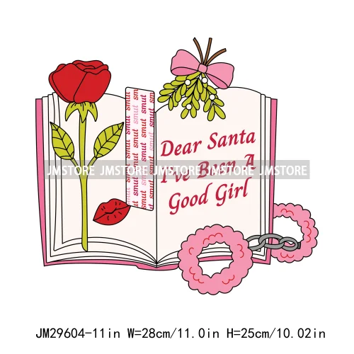 Merry And Bright Howdy Christmas Floral Santa Coquette Bow Tree Book Love Iron On DTF Heat Press Transfer Stickers For Clothes