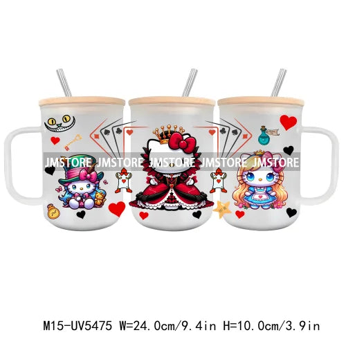 Strawberry Cartoon Hello Cat UV DTF Sticker For 15OZ Mug Libbey Glass Cup Can Wrap Transfer Sticker Custom Labels DIY Logo Cow