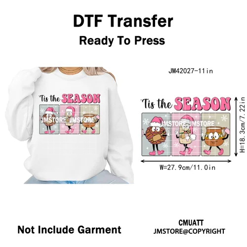 Tis The Season Pan Dulce Mexican Xmas Tuki Donkey Spanish Christmas Latin Iron on DTF Transfers Stickers Ready to Press for Text