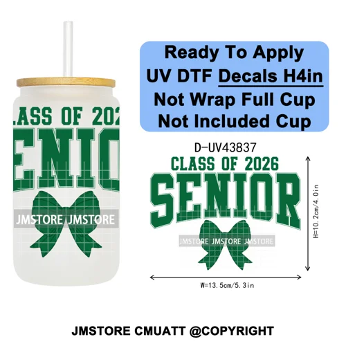 Graduation Crew 2026 Senior UV DTF Transfer Stickers Decals Ready To Apply Good Quality Prints For Libbey Cold Cup Mug Bottle