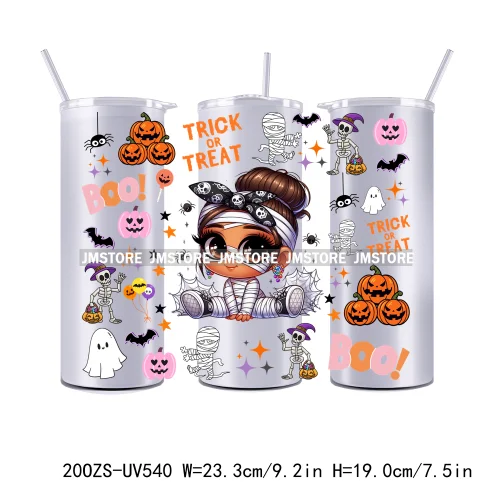 Latina Baby Halloween Pumpkin 20OZ Straight Skinny Tumbler Wrap UV DTF Cup Wraps Custom Labels Transfer Sticker Waterproof Logo