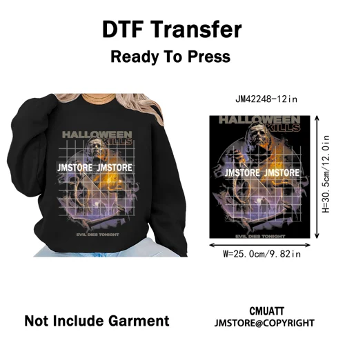 Funny Halftone Movie Series Killer Halloween Spooky Season Iron on DTF Washable Transfers Stickers Ready to Press for T-shirts