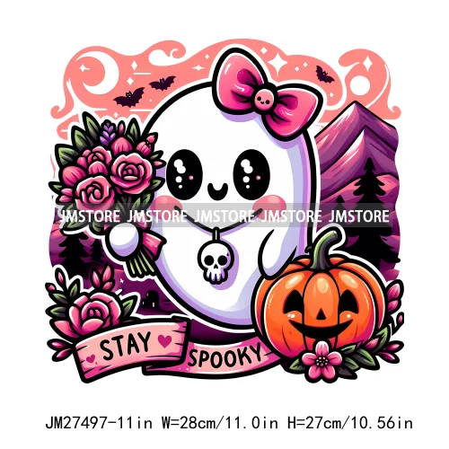 Read Books Flower Bike Music Ghost Sweet Spooky Season Halloween DTF Printing Logos Iron On Transfers Stickers For Hoodies Bags