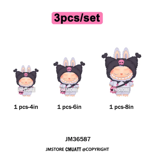 Cute Baby Cartoon Monster Doll Character Bow Girly Washable Decals Iron On DTF Heat Transfer Stickers Ready To Press for Clothes