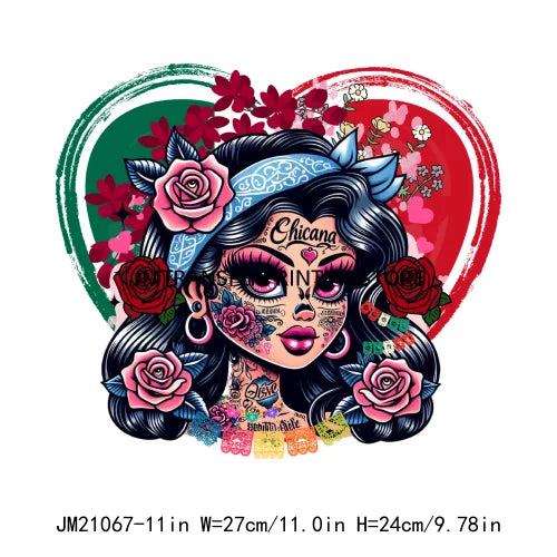 Mexican Chicana Mama Daughter Son Decals Proud Latina Mamacita Chingona Heat Transfer Stickers Ready To Press For T-shirts Bags