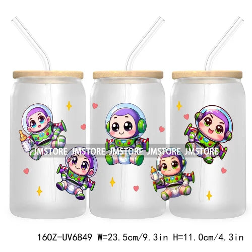 Cartoon Mouse Princess Friends 16OZ UV DTF Cup Wrap Transfers Stickers For Libbey Glass Can Cups Tumbler Waterproof Craft