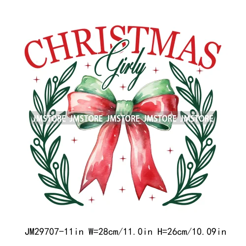 Christmas Girly Vibes Santa Winter Jesus Coquette Bow Tis The Season Iron On DTF Transfers Stickers Ready To Press For Clothes