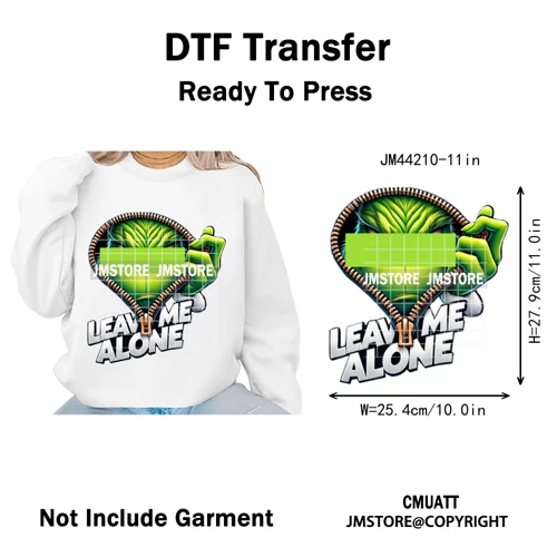 Winter Christmas Cartoon Holiday Characters Thug Life Green Iron on Washable DTF Transfers Stickers Ready to Press for Textiles