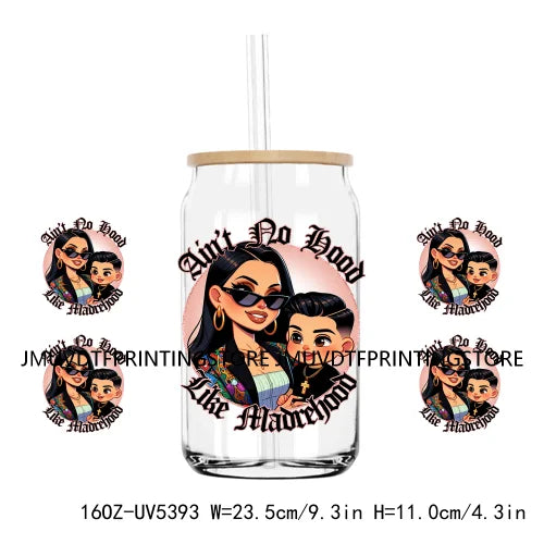 Mother's Day Daughter Son Latina Mexican Mama 16OZ UV DTF Cup Wrap Transfer Sticker Custom Waterproof Logo For Libbey Glass Can