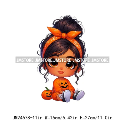 Funny Headband Hispanic Cute Latina Baby Girls Halloween Pumpkin Designs Iron On DTF Heat Press Transfer Stickers For Shirt Bags