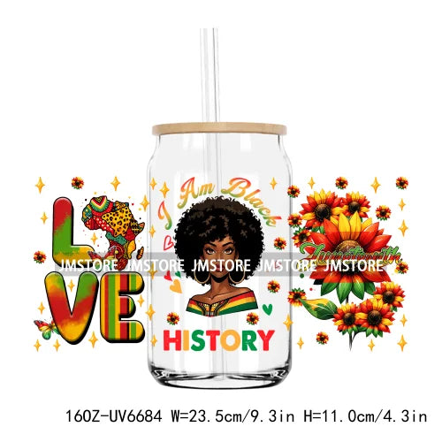 1865 Vibes Juneteenth Sunflower 16OZ UV DTF Cup Wrap Transfer Stickers Custom Label Durable Waterproof Logo For Libbey Glass Can