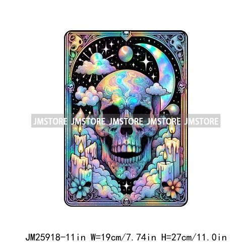 Spooky Horror Halloween Designs Killer King Ghost Death Tarot Card DTF Iron On Transfer Stickers Ready To Press For T-shirt Bags