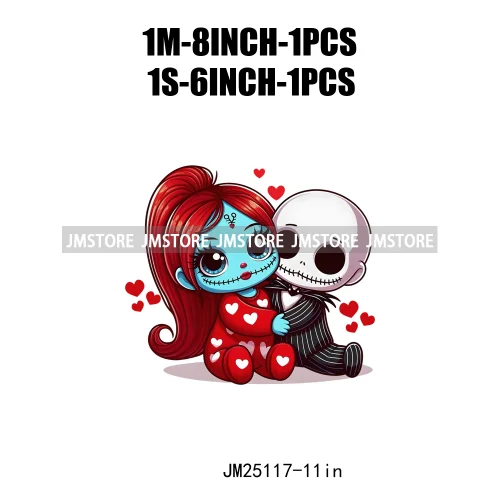 Wholesale Christmas Night Cartoon Lover Couple Red Logos DTF Iron On Heat Press Transfers Stickers Ready To Press For Clothing