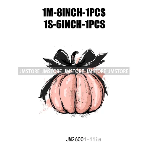 Colorful Gothic Girly Halloween Black Pumpkin Coquette Bow Decasl DTF Iron On Transfers Stickers Ready To Press For T-shirt Bags