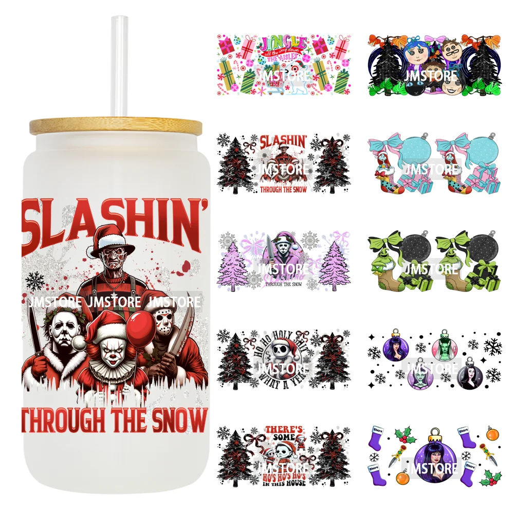 Horror Xmas Ghouls Characters NBC 16OZ UV DTF Cup Wraps Ready To Apply Durable Transfer Stickers For Libbey Glass Can Christmas