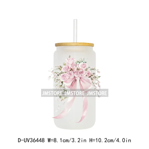 Colorful Bow Ribbon Bridal Birthday UV Sticker Decals For Libbey Cold Cups Mugs Tumbler Transfer Stickers Waterproof DIY Prints