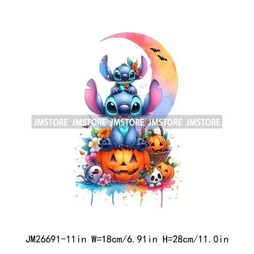 Wholesale Cartoon Character Pumpkin Halloween Scary Vibes Thermal Logo DTF Iron On Transfer Stickers Ready To Press For Clothing