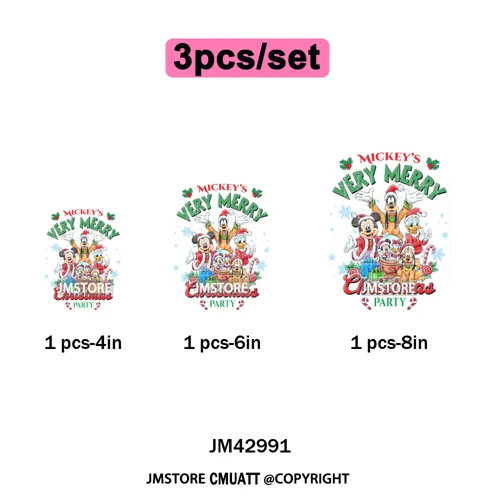 Funny Cartoon Mouse Friends Merry Christmas Movie Character Xmas Season Iron on DTF Transfer Stickers Ready to Press for Hoodies