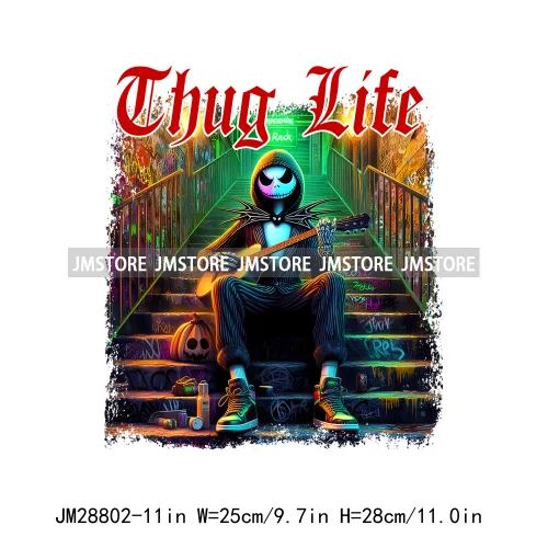 Straight Outta Nightmares Thug Life Scary Traot Card Horror Halloween Iron On DTF Transfer Stickers Ready To Press For Clothing