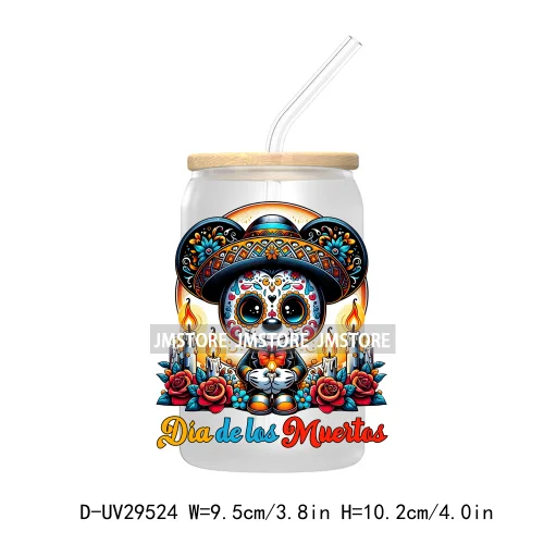 Mexican Culture Day Of The Dead UV DTF Transfer Stickers Decals For Libbey Cold Cups Mugs Tumbler Festive Mexico Sugar Skull