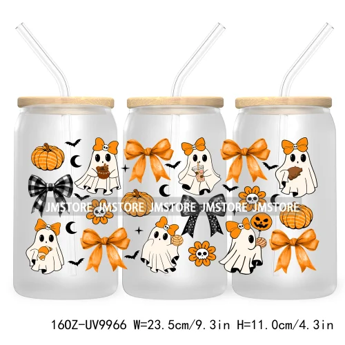 Tis the Season Spooky Ghost 16OZ UV DTF Cup Wrap Transfer Stickers Latina Halloween Custom Label Waterproof For Libbey Glass Can