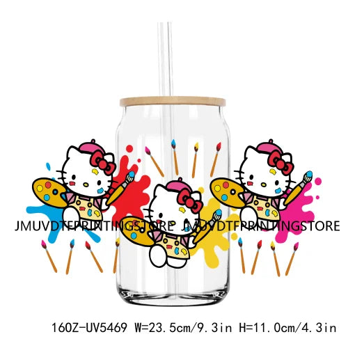 Popular Cartoon Character Sport 16OZ UV DTF Cup Wrap Transfer Stickers Custom Label Durable Waterproof Logo For Libbey Glass Can