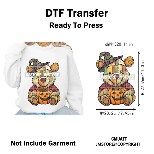 Preppy Floral Cartoon Friends Fall Patchwork Pumpkin Halloween Iron on Washable DTF Transfer Stickers Ready to Press for Clothes