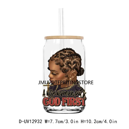 Dope Black Girl Blessed Mom Religious UV DTF Transfers Stickers Decals For Libbey Cold Cups Mugs Tumbler Waterproof DIY Craft