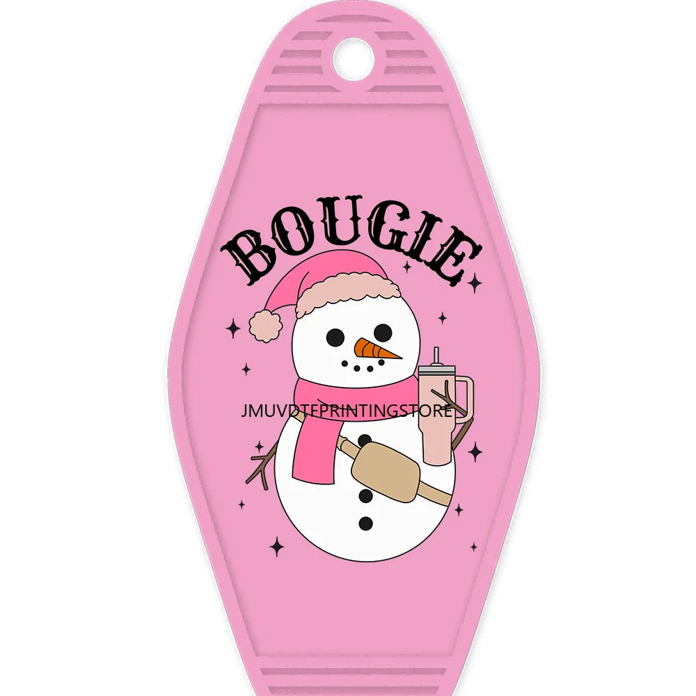 Christmas Boojee Snowman Stanley Tumbler Belt Bag High Quality WaterProof UV DTF Sticker For Motel Hotel Keychain Santa Claus