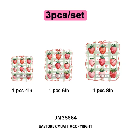 Boho Coquette Floral Strawberry Festival Vibes Summer Fruit Iron on DTF Thermal Transfer Sticker Ready to Press for Clothes Bags