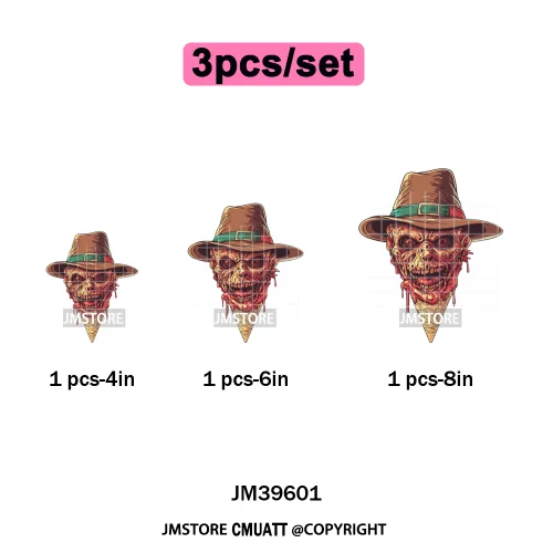 Scary Halloween Popsicles Horror Movie Killers Character Iron on DTF Washable Transfers Stickers Ready to Press for Textile Bags