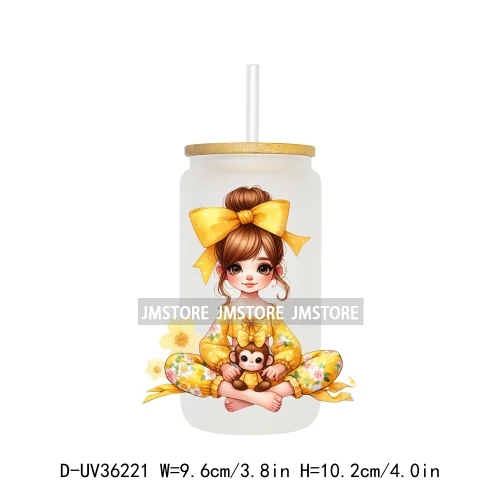 Pretty Girl With Animals UV Sticker Decals For Libbey Cold Cups Mugs Tumbler Transfer Stickers Waterproof High Quality Labels