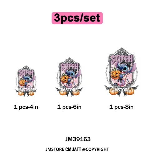 Happy Halloween Cartoon Movie Character Pumpkin Spooky Vibes Iron on DTF Washable Transfers Stickers Ready to Press for Clothing