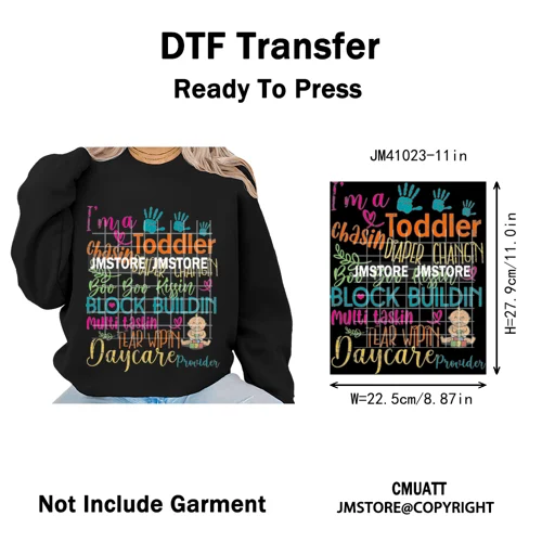 Daycare Teacher Life Inspire Love School Childcare Quotes Iron on Washable DTF Transfer Stickers Ready to Press for T-shirts Bag