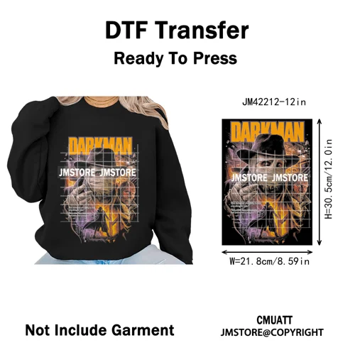 Cool Halftone Horror Killer Characters Scary Halloween Vibes Iron on DTF Washable Transfers Stickers Ready to Press for Clothes
