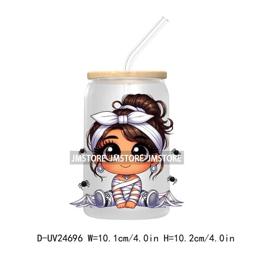 Halloween Latina Princess UV DTF Transfer Stickers Decals For Libbey Cold Cups Mugs Tumbler Custom Waterproof DIY Labels Pumpkin