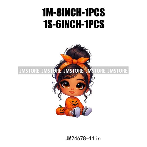 Funny Headband Hispanic Cute Latina Baby Girls Halloween Pumpkin Designs Iron On DTF Heat Press Transfer Stickers For Shirt Bags