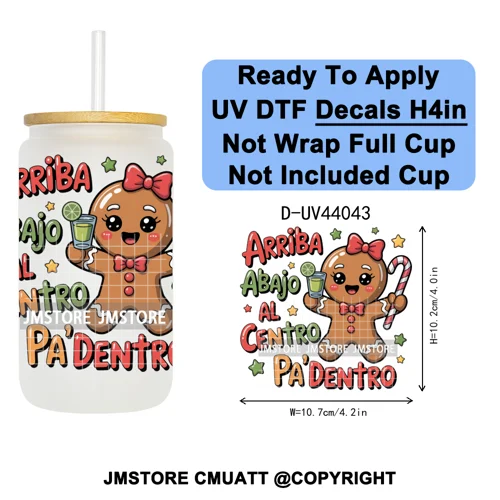 Floral Mexican Christmas Mama UV DTF Transfer Stickers Decals Ready To Apply Good Quality Prints For Libbey Cold Cup Mug Tumbler