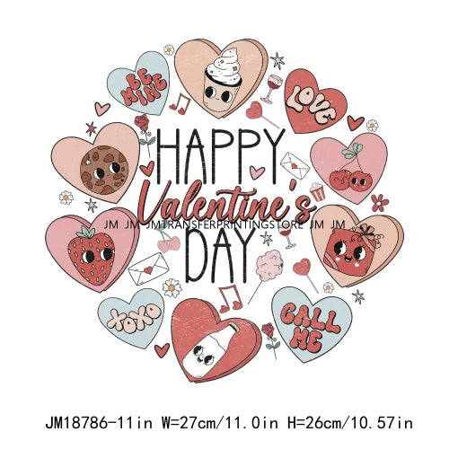 Retro Distressed Smile Valentine Logos Rolling Up Some Valentine Spirit Love Heart Skeleton DTF Transfer Stickers For Clothes