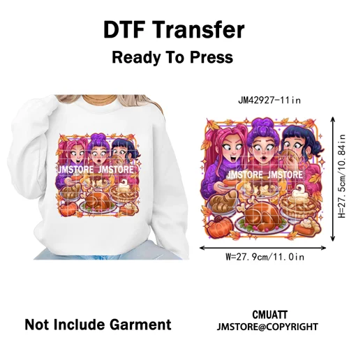 Horror Characters Halloween Spooky Cartoon Friends Scary Pumpkin Iron on DTF Transfers Stickers Ready to Press for Sweatshirts