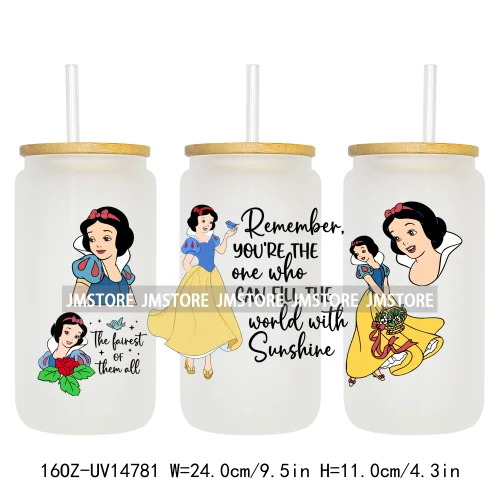 Beautiful Princess Cartoon Gnomes UV DTF Wraps Transfer Sticker Ready To Apply Waterproof Logo For 16OZ Libbey Glass Can Tumbler
