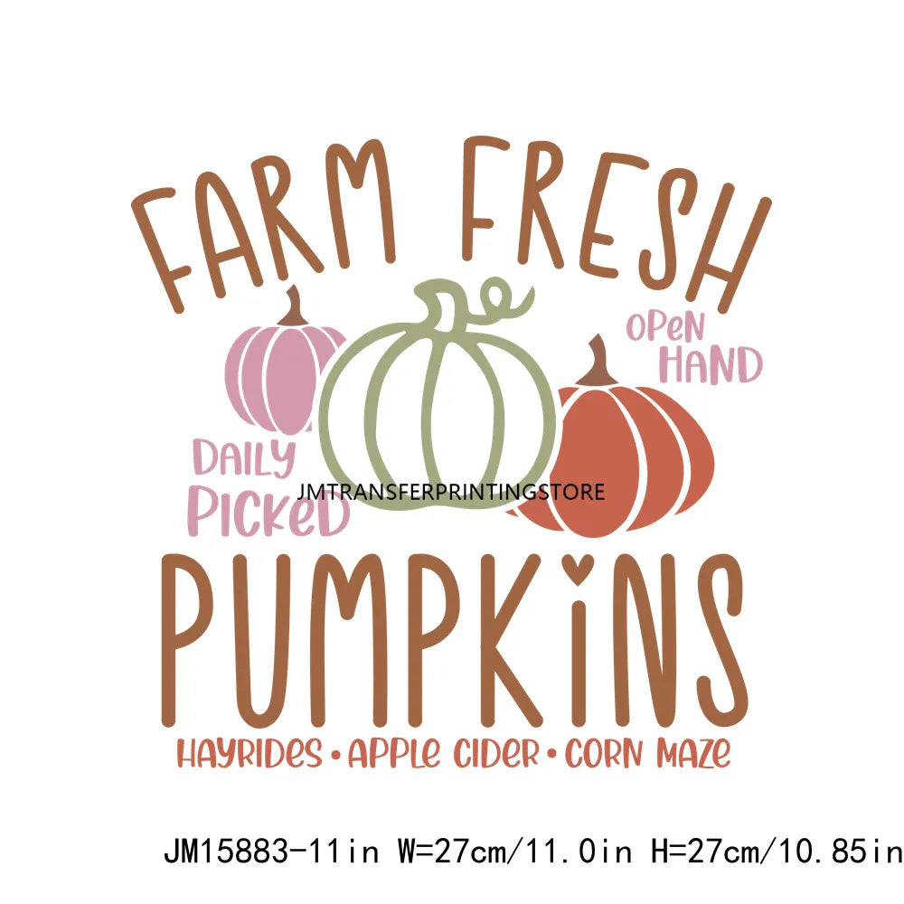 Hello Pumpkin Sweaters Bonfires DIY Logos Fall In The Air Autumn Vibes Iron On DTF Transfer Decals Ready To Press For T-Shirts